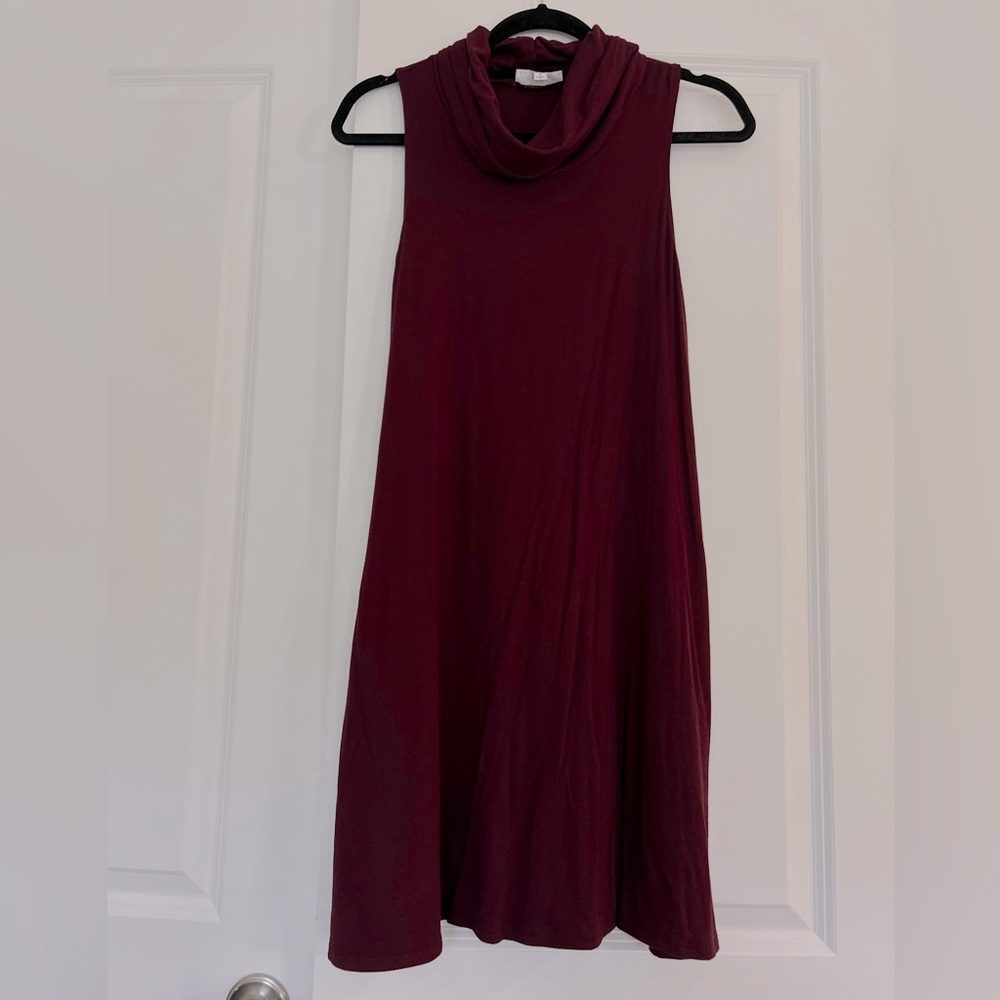 Socialite Burgundy Turtleneck Dress